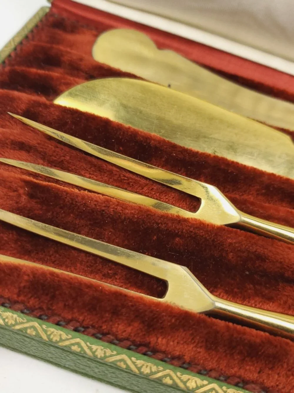Antique Jugendstil 4 Piece German Serving Set Silver 800 Vermeil Berlin In Case